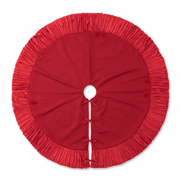 glitzhome Glitzhome 72"D Oversized Deluxe Red Velvet Ruffled Christmas Tree Skirt