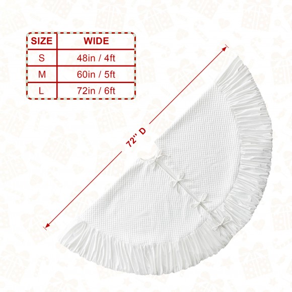Glitzhome Glitzhome 72"D Oversized Deluxe White Velvet Ruffled Christmas Tree Skirt