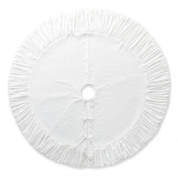 glitzhome Glitzhome 72"D Oversized Deluxe White Velvet Ruffled Christmas Tree Skirt