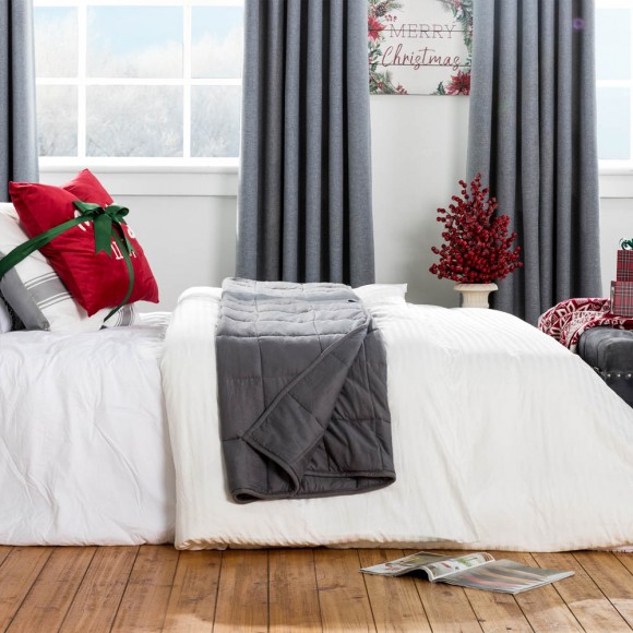 Glitzhome Glitzhome 72"L*48"W Cotton Shell Quilted Weighted Blanket With Polyester Filling - Gray 12lbs