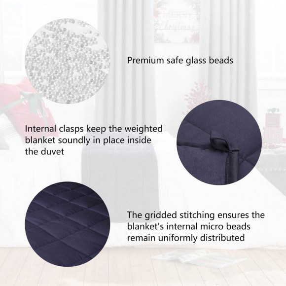Glitzhome Glitzhome 72"L*48"W Cotton Shell Quilted Weighted Blanket With Polyester Filling - Navy Blue 12lbs