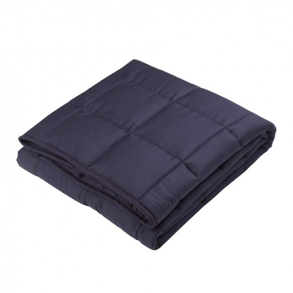 glitzhome Glitzhome 72"L*48"W Cotton Shell Quilted Weighted Blanket With Polyester Filling - Navy Blue 12lbs