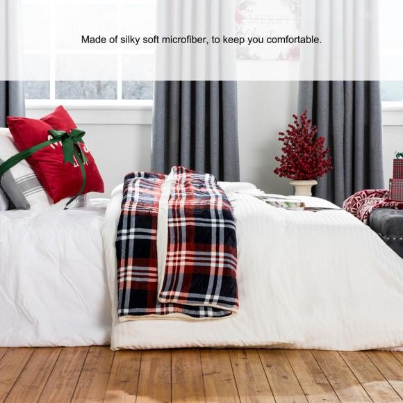 Glitzhome Glitzhome 72"L*48"W Flannel Red/Blue/White Plaid Reversible Duvet Cover
