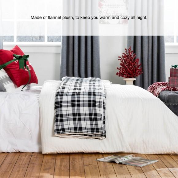 Glitzhome Glitzhome 72"L*48"W Polar Fleece Black & White Plaid Reversible Duvet Cover