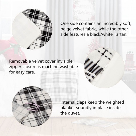 Glitzhome Glitzhome 72"L*48"W Polar Fleece Black & White Plaid Reversible Duvet Cover