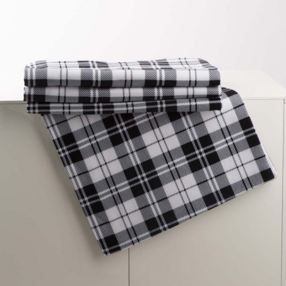 Glitzhome Glitzhome 72"L*48"W Polar Fleece Black & White Plaid Reversible Duvet Cover