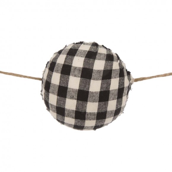 Glitzhome Glitzhome 72"L Black & White Plaid Fabric Garland