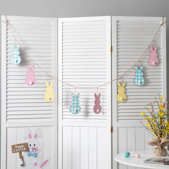 Glitzhome Glitzhome 72"L Easter Metal Bunny Garland