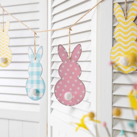 Glitzhome Glitzhome 72"L Easter Metal Bunny Garland