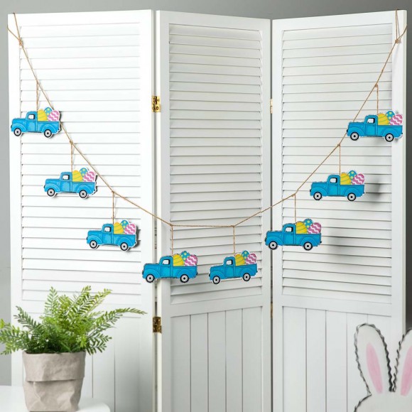 Glitzhome Glitzhome 72"L Easter Metal Truck Garland