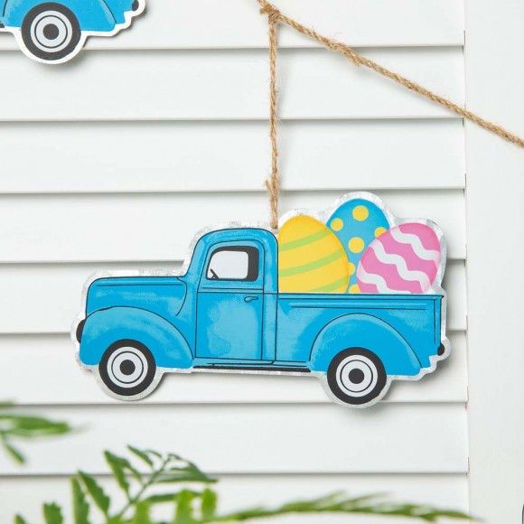 Glitzhome Glitzhome 72"L Easter Metal Truck Garland
