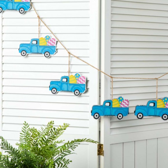 Glitzhome Glitzhome 72"L Easter Metal Truck Garland