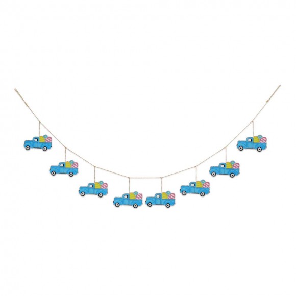 glitzhome Glitzhome 72"L Easter Metal Truck Garland