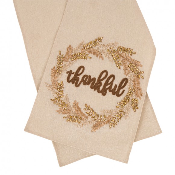 Glitzhome Glitzhome 72"L Embroidered Thankful Table Runner
