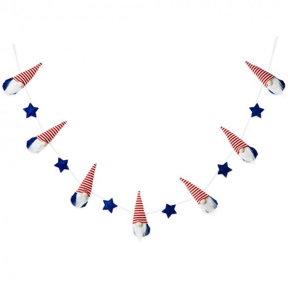 glitzhome Glitzhome 72"L Fabric Patriotic Gnome Garland
