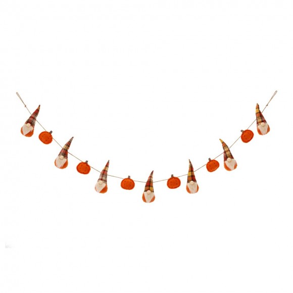glitzhome Glitzhome 72"L Fall Fabric Gnomes Garland