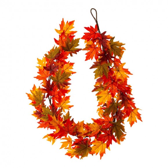 Glitzhome Glitzhome 72"L Fall Lighted Maple Leaves Garland