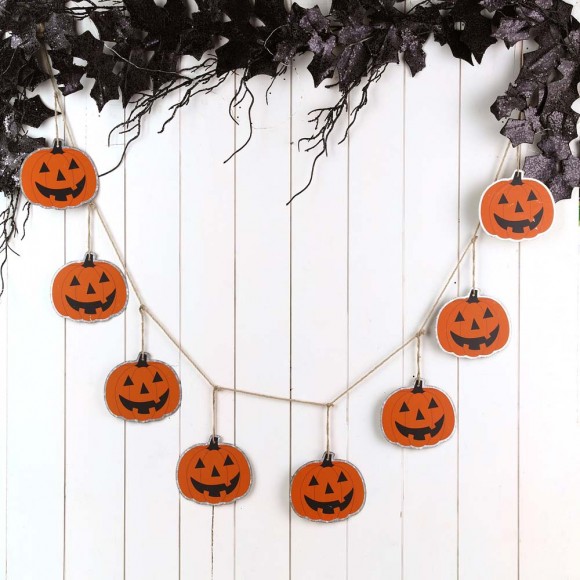 Glitzhome Glitzhome 72"L Halloween Metal Pumpkins Garland