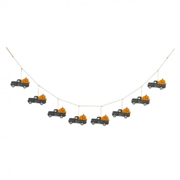 glitzhome Glitzhome 72"L Halloween Metal Trucks Garland