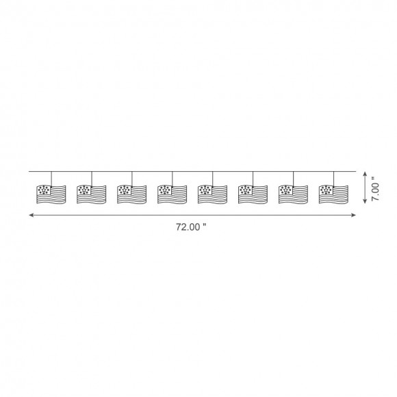 Glitzhome Glitzhome 72"L Metal American Flags Garland