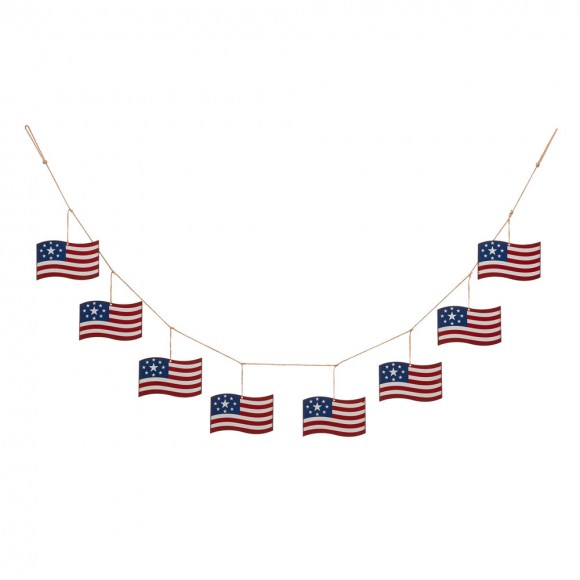 glitzhome Glitzhome 72"L Metal American Flags Garland