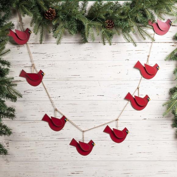 Glitzhome Glitzhome 72"L Metal Christmas Cardinal Garland