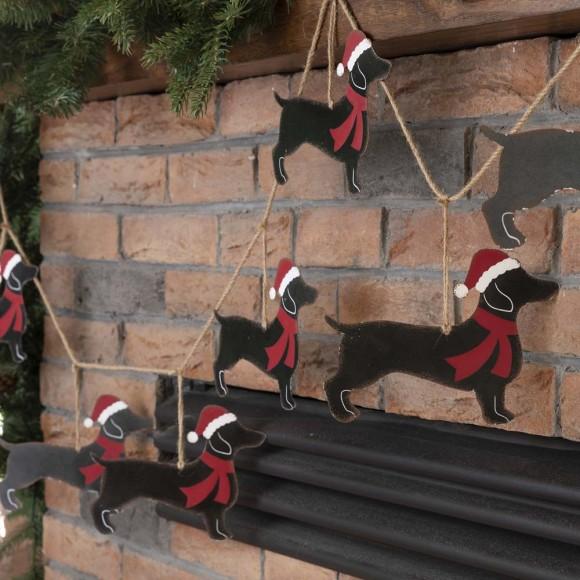 Glitzhome Glitzhome 72"L Metal Christmas Dog Garland