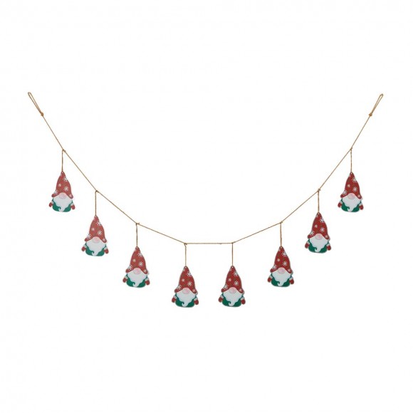 glitzhome Glitzhome 72"L Metal Christmas Gnome Garland