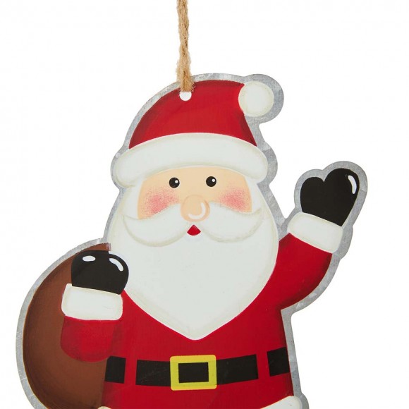 Glitzhome Glitzhome 72"L Metal Christmas Santa Garland