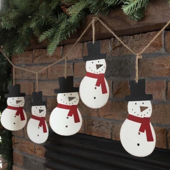 Glitzhome Glitzhome 72"L Metal Christmas Snowman Garland