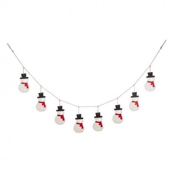 glitzhome Glitzhome 72"L Metal Christmas Snowman Garland