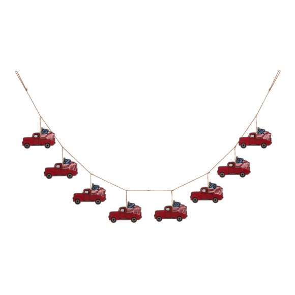 glitzhome Glitzhome 72"L Patriotic Galvanized Truck Garland