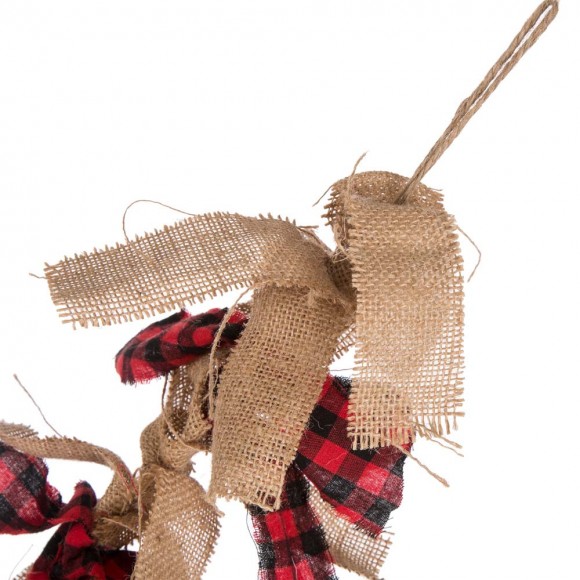 Glitzhome Glitzhome 72"L Red & Black Plaid Fabric/Linen Garland