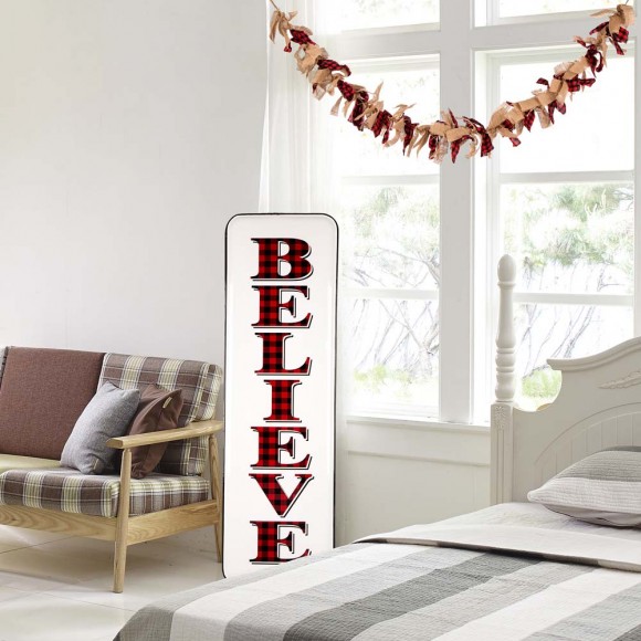 Glitzhome Glitzhome 72"L Red & Black Plaid Fabric/Linen Garland