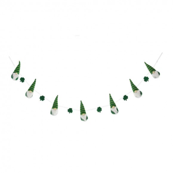 glitzhome Glitzhome 72"L St. Patrick's Day Fabric Gnomes and Shamrocks Garland
