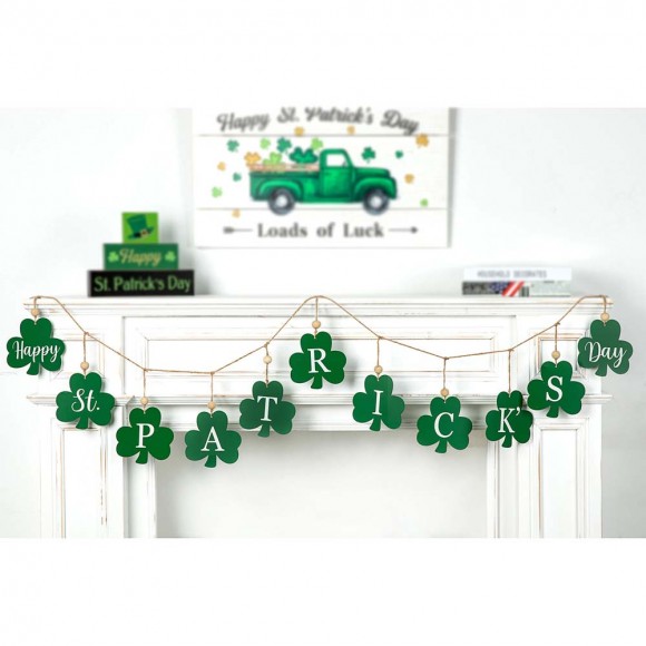Glitzhome Glitzhome 72"L St. Patrick's Day Metal Shamrocks Garland