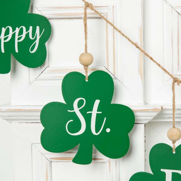 Glitzhome Glitzhome 72"L St. Patrick's Day Metal Shamrocks Garland