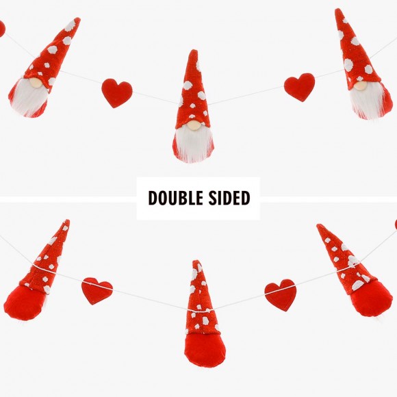 Glitzhome Glitzhome 72"L Valentine's Day Fabric Gnome And Heart Garland