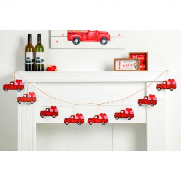 Glitzhome Glitzhome 72"L Valentine's Day Matal Truck Garland