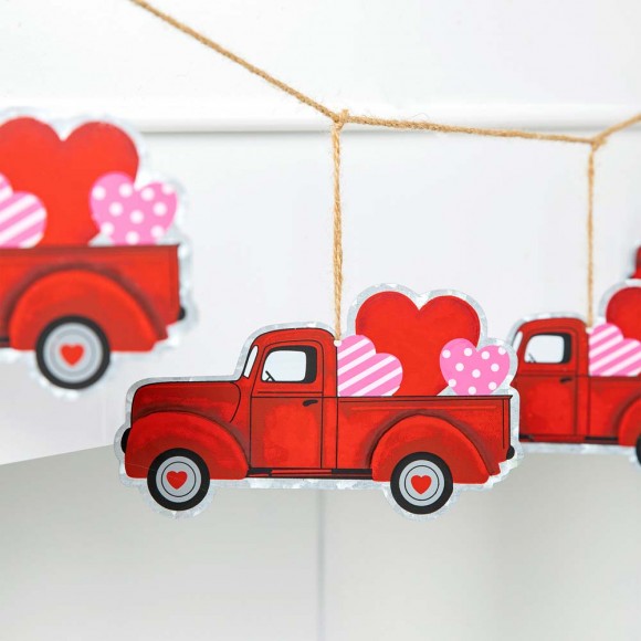 Glitzhome Glitzhome 72"L Valentine's Day Matal Truck Garland