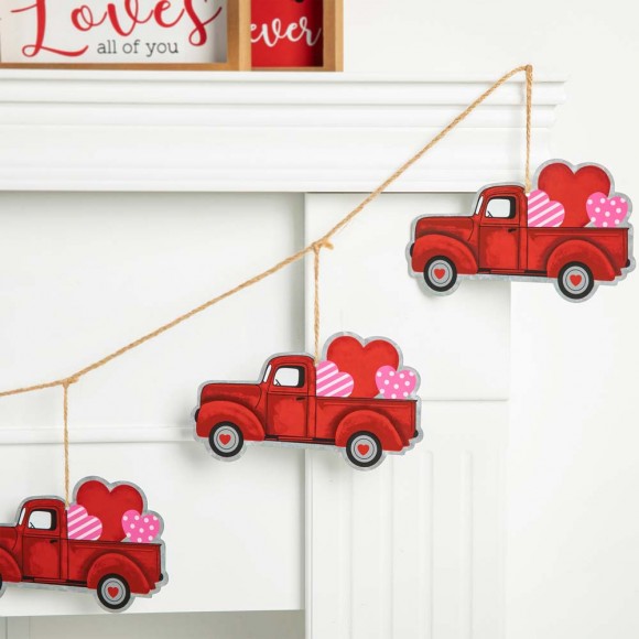 Glitzhome Glitzhome 72"L Valentine's Day Matal Truck Garland