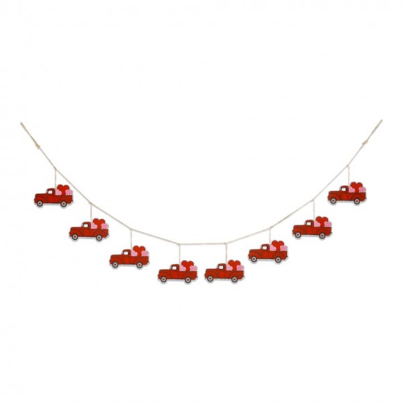 glitzhome Glitzhome 72"L Valentine's Day Matal Truck Garland