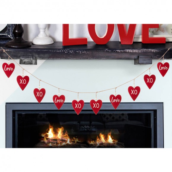 Glitzhome Glitzhome 72"L Valentine's Wooden/Metal Heart Garland