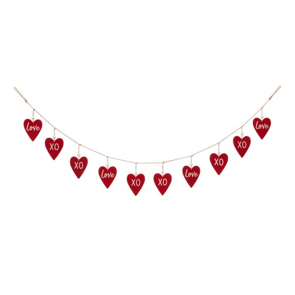 glitzhome Glitzhome 72"L Valentine's Wooden/Metal Heart Garland