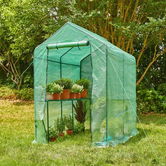 Glitzhome Glitzhome 74.75''H 2 Shelf Walk-In PE Greenhouse