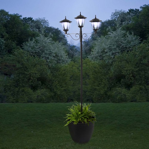 Glitzhome Glitzhome 74"H 3-Head Solar Lamp Post Light With A Planter Pot