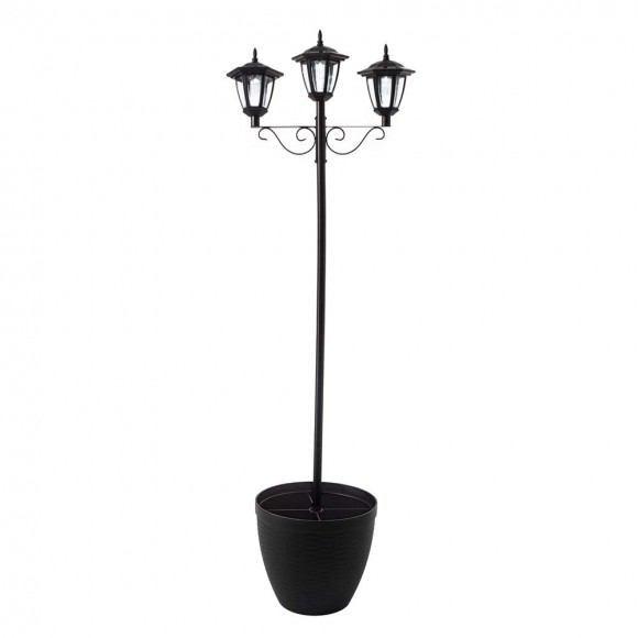 glitzhome Glitzhome 74"H 3-Head Solar Lamp Post Light with a Planter Pot