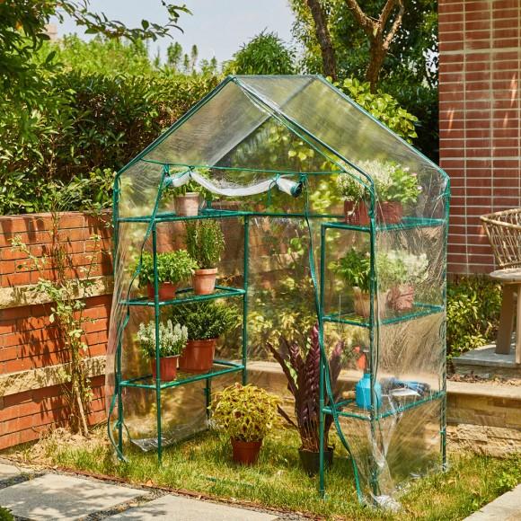 Glitzhome Glitzhome 76.75"H 6 Shelves Mini Walk-In PVC Greenhouse