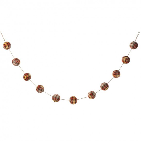 glitzhome Glitzhome 78.75"L Fall Plaid Balls Garland