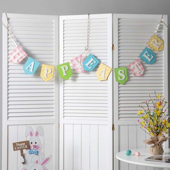 Glitzhome Glitzhome 78"L Wooden "Happy Easter" Garland